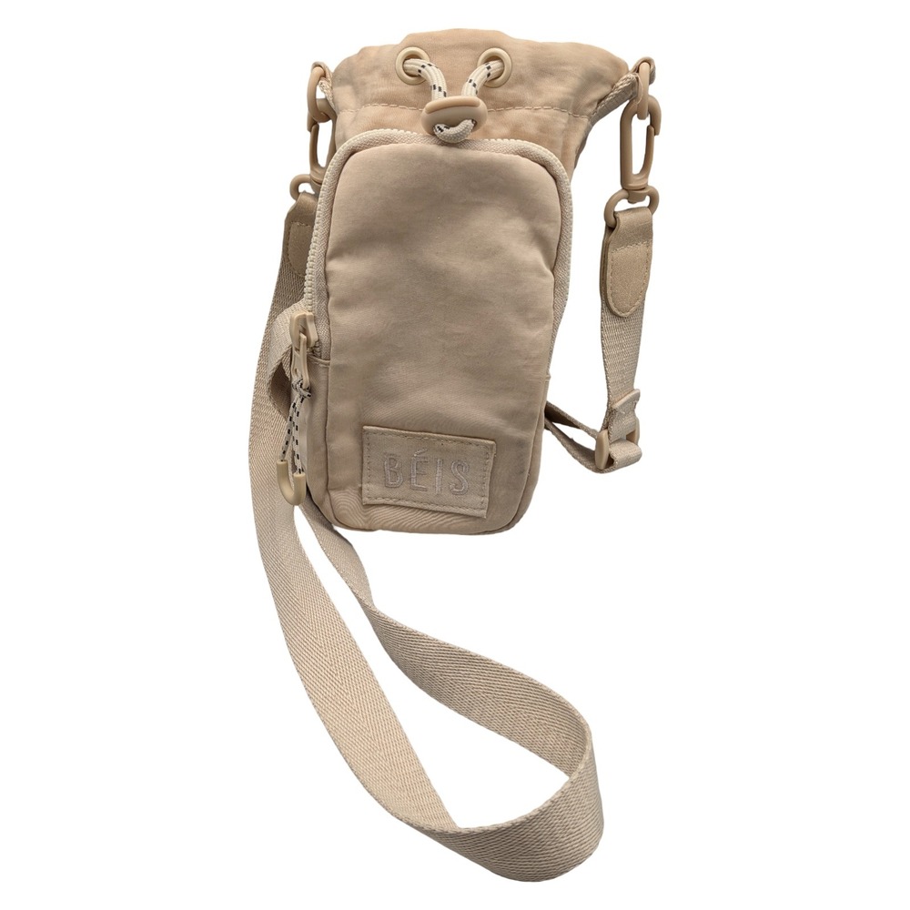 BEIS The Water Bottle Sling Bag in Beige Sand Nylon Adjustable Crossbody